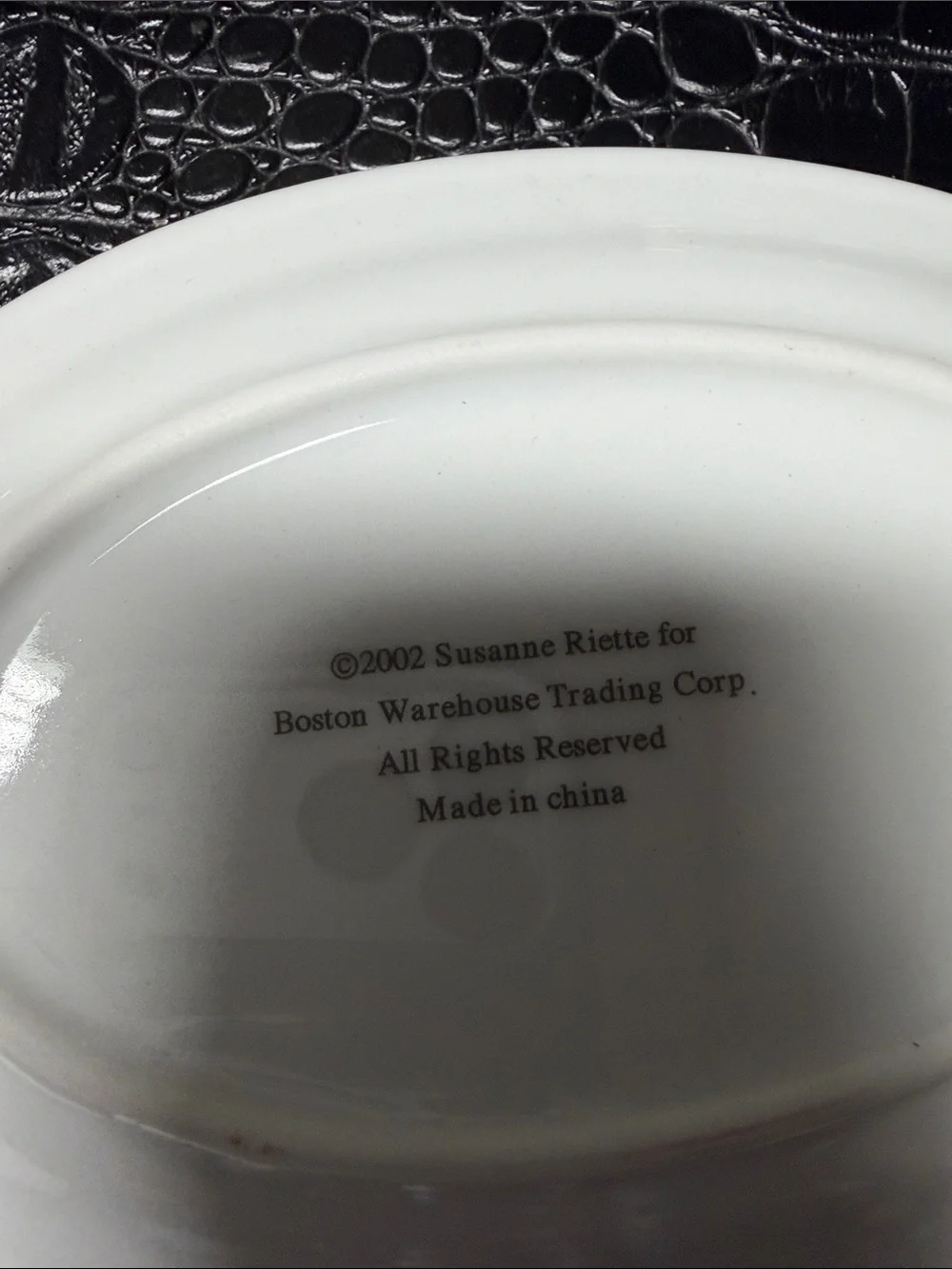 Boston Warehouse White Porcelain Tidbit Plates with Green & Orange Scenic Motif